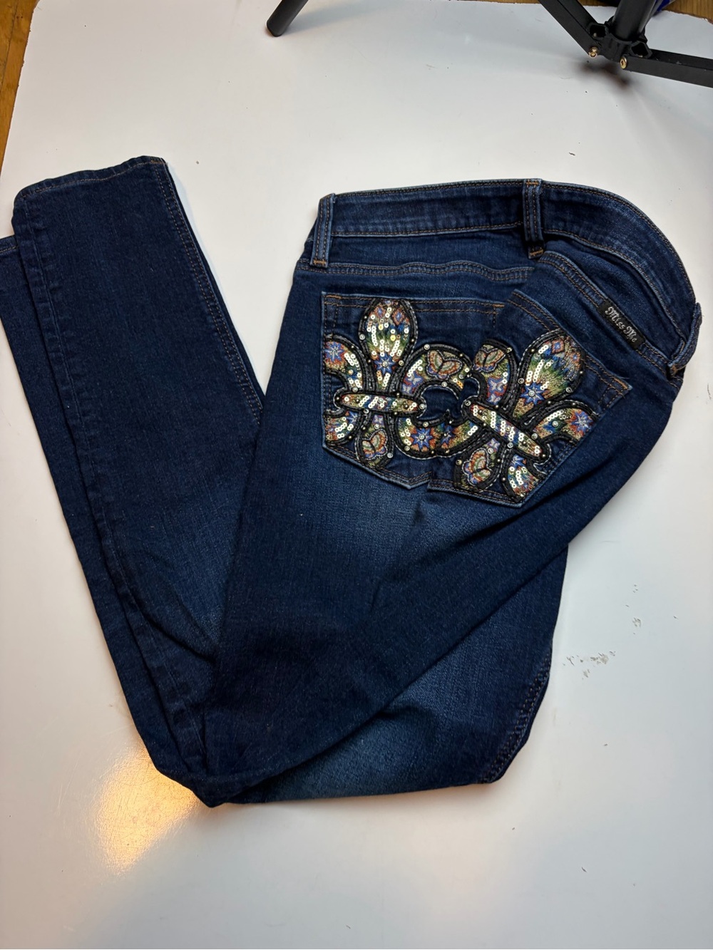 Miss Me‎ Fleur De Lis Pocket skinny jeans sz 28